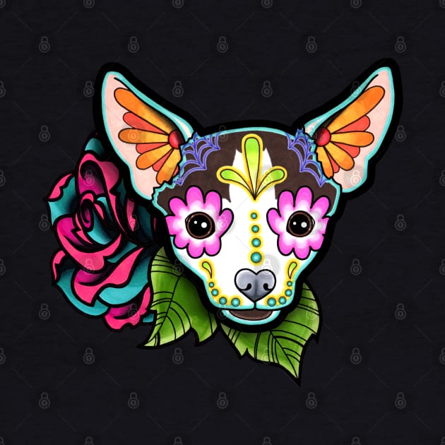 Chihuahua in Moo - Day of the Dead Sugar Skull Dog by prettyinink